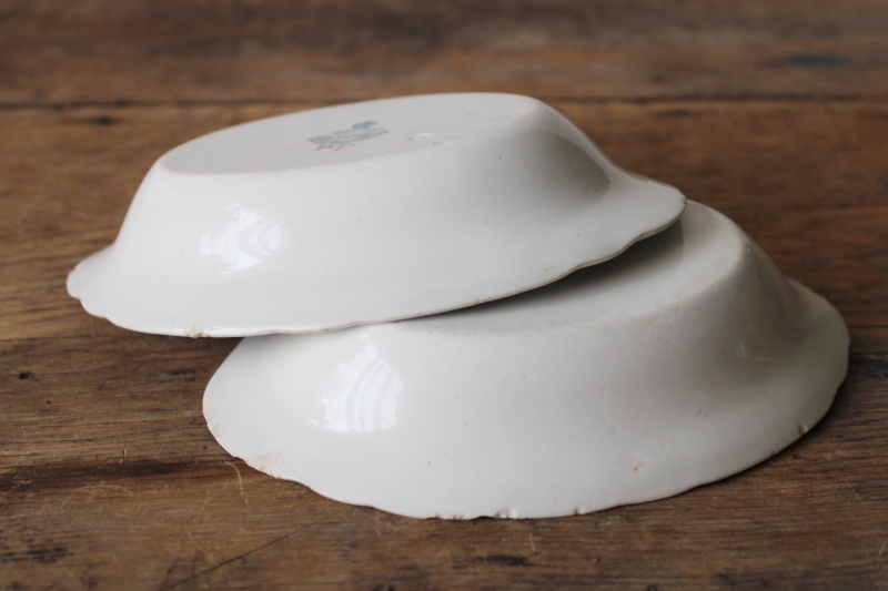 photo of antique Staffordshire china soap dish set, shabby worn dishes w/ pink roses floral  #6