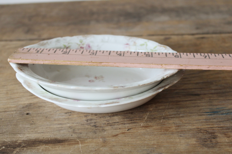photo of antique Staffordshire china soap dish set, shabby worn dishes w/ pink roses floral  #7
