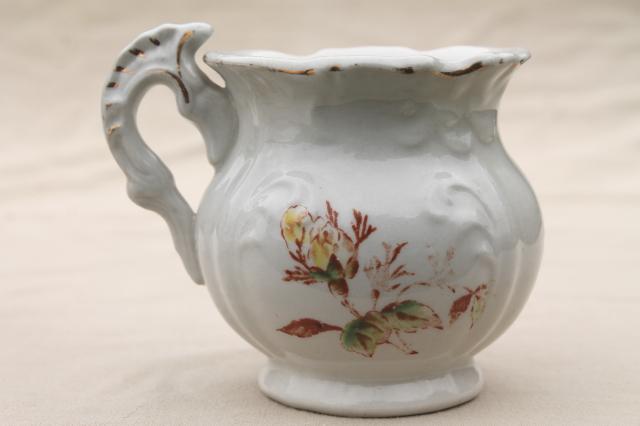 photo of antique Staffordshire toothbrush holder vase & ironstone china cup for wash stand or commode #5