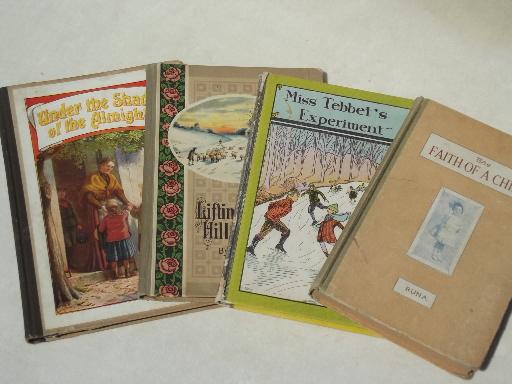 photo of antique Sunday school story books, old religious books w/ beautiful art #1