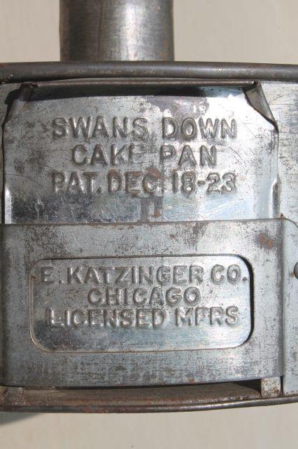 photo of antique Swans Down cake pan, 1920s vintage baking tin w/ old patent date #7