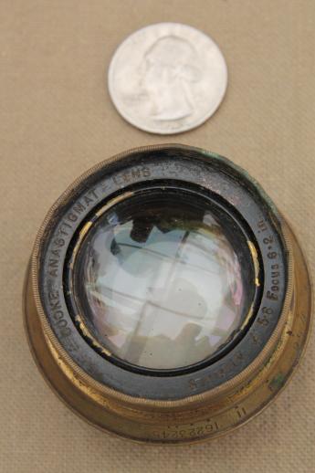 photo of antique Taylor Hobson English brass optical lens for early camera or projector #2