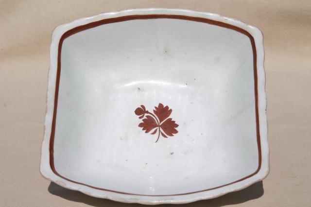 photo of antique Tea Leaf ironstone china bowl, square serving dish English Staffordshire #3