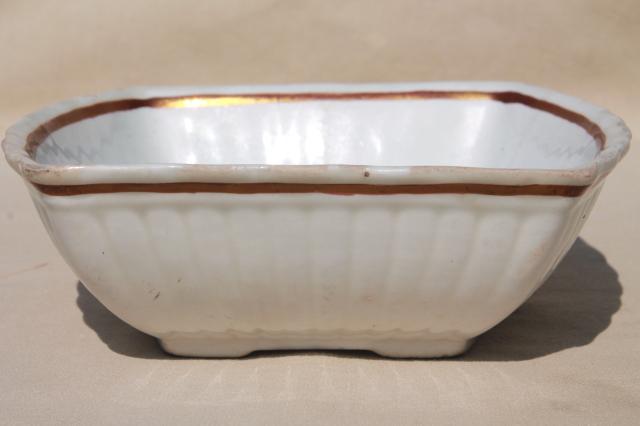 photo of antique Tea Leaf ironstone china bowl, square serving dish English Staffordshire #5