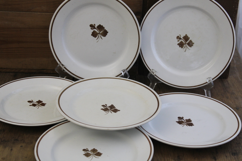 photo of antique Tea Leaf ironstone china plates, nice old Royal Arms marks, 1890s vintage Alfred Meakin #10