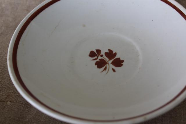 photo of antique Tea Leaf pattern white ironstone china w/ copper luster, mug cups with deep saucers #10