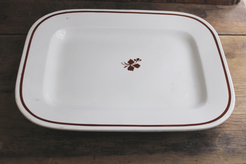 photo of antique Tea Leaf pattern white ironstone china, large tray or platter  #6