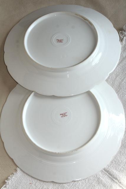 photo of antique Theo Haviland France china dinner plates, embossed shape, pink rose spray #7