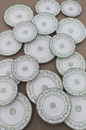 photo of antique Torby green transferware china plates, EnglishStaffordshire circa 1901-10 #6