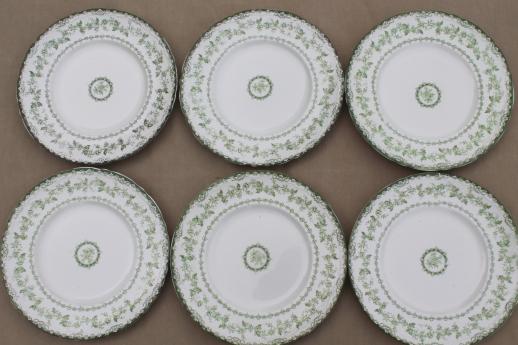 photo of antique Torby green transferware china plates, EnglishStaffordshire circa 1901-10 #7