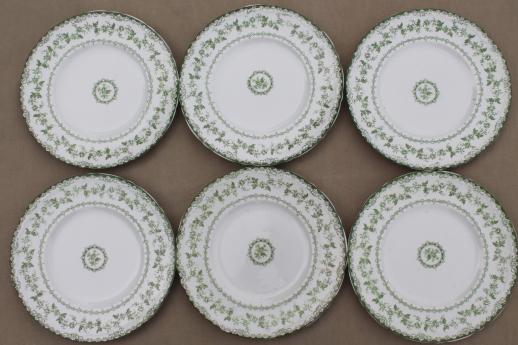 photo of antique Torby green transferware china plates, EnglishStaffordshire circa 1901-10 #9