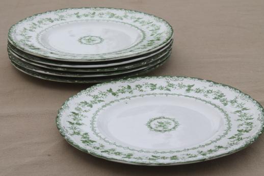 photo of antique Torby green transferware china plates, EnglishStaffordshire circa 1901-10 #11