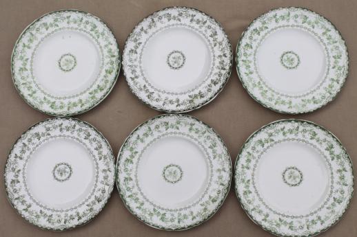 photo of antique Torby green transferware china plates, EnglishStaffordshire circa 1901-10 #12