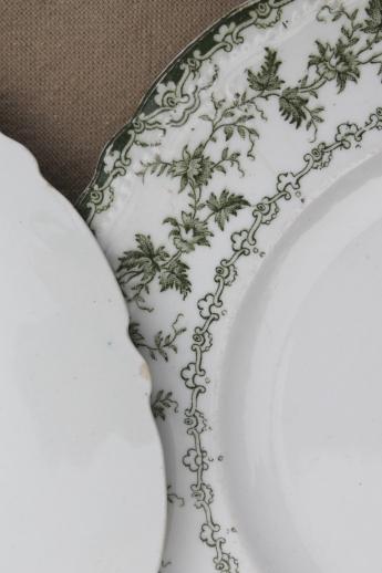 photo of antique Torby green transferware china plates, EnglishStaffordshire circa 1901-10 #13