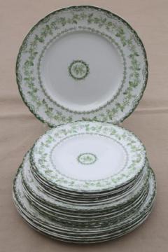 catalog photo of antique Torby green transferware china plates, EnglishStaffordshire circa 1901-10