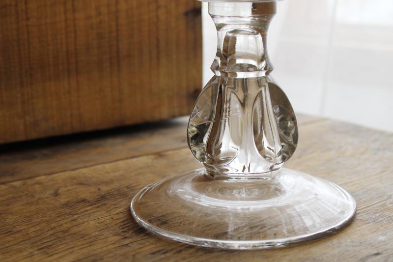 photo of antique US Glass EAPG compote bowl, recessed pillar 'nail' pattern, etched hops leaves #3