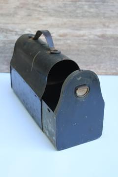 catalog photo of antique Universal metal lunch box w/ slide out drawer, WWI vintage lunch pail 1913 patent dates 