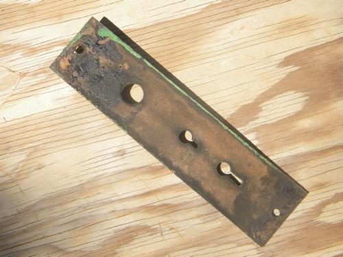 photo of antique Victorian Arts & Crafts bronze/brass door knob escutcheon plate #4