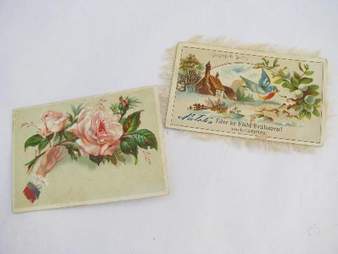 photo of antique Victorian era color litho cards & paper snips, vintage religious mottos #3