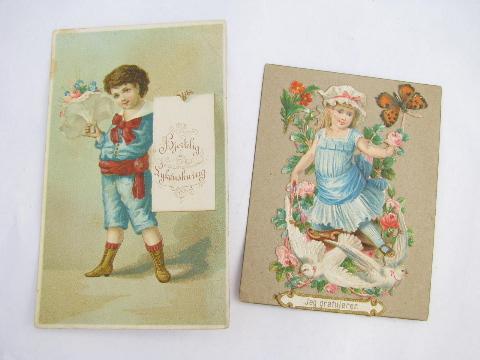 photo of antique Victorian era color litho cards & paper snips, vintage religious mottos #4