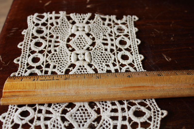 photo of antique Victorian era cotton lace trim or insertion, turn of the century vintage chemical lace #2