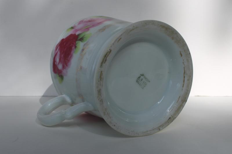 photo of antique Victorian vintage shaving mug, Bavaria pink roses china cup #7