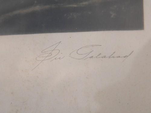 photo of antique Victorian vintage signed&framed print Sir Galahad/George Watts #3