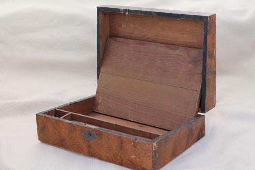 photo of antique Victorian work box for restoration, ladies sketching box or writing desk #2