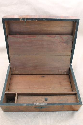 photo of antique Victorian work box for restoration, ladies sketching box or writing desk #3