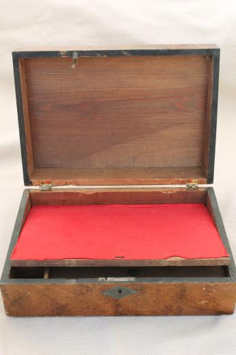 photo of antique Victorian work box for restoration, ladies sketching box or writing desk #5