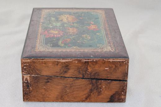 photo of antique Victorian work box for restoration, ladies sketching box or writing desk #6