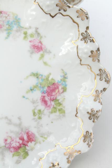 photo of antique Viennese dessert plates, early 1900s vintage china w/ ornate gold edging #5