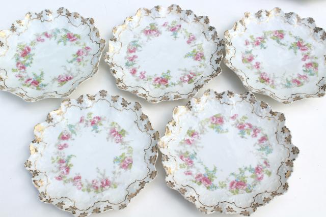 photo of antique Viennese dessert plates, early 1900s vintage china w/ ornate gold edging #8