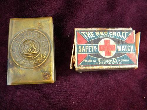 photo of antique WWI imperial German soldier's brass match box cover Gott mit Uns #2