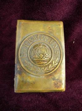 catalog photo of antique WWI imperial German soldier's brass match box cover Gott mit Uns