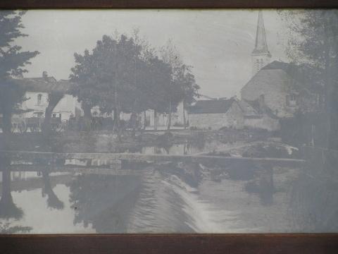 photo of antique WWI vintage photo of American soldiers in French village w/walnut frame #2