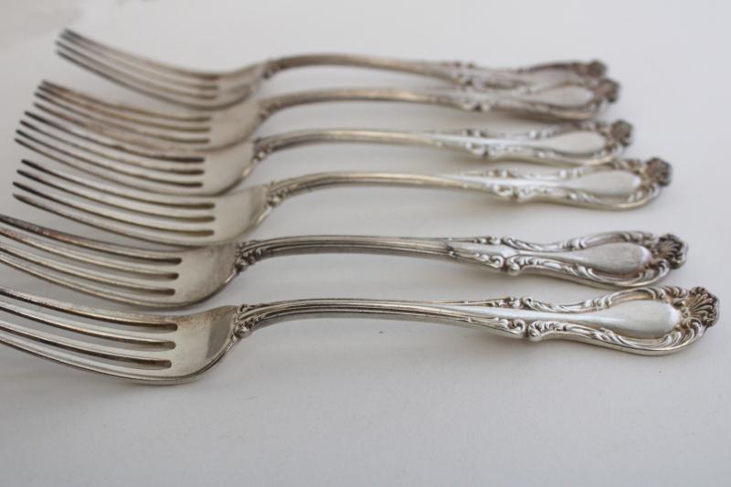 photo of antique Wallace silver plate forks, Joan pattern 1890s vintage ornate Victorian flatware #3