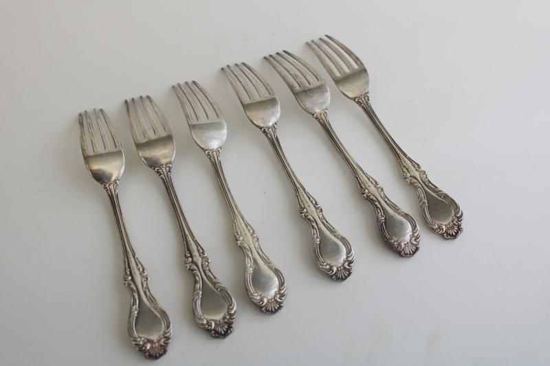 photo of antique Wallace silver plate forks, Joan pattern 1890s vintage ornate Victorian flatware #5