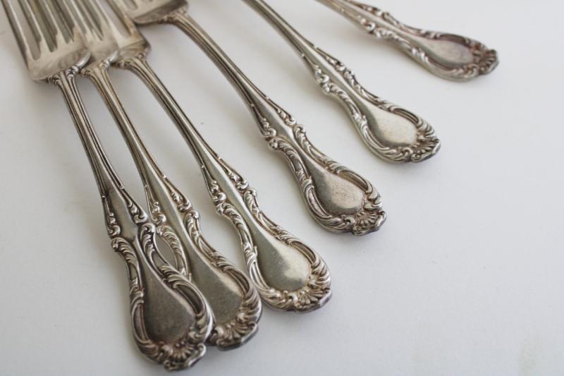 photo of antique Wallace silver plate forks, Joan pattern 1890s vintage ornate Victorian flatware #6