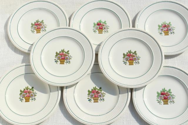 photo of antique Wedgwood china bread plates, Belmar flower basket on Edme shape, vintage 1917 #2