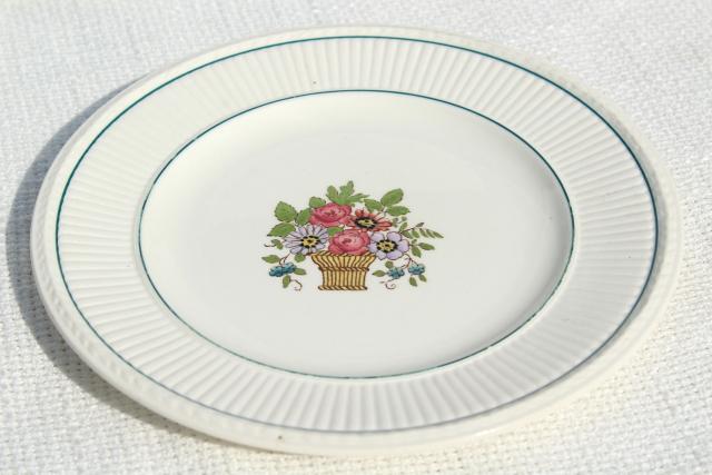 photo of antique Wedgwood china bread plates, Belmar flower basket on Edme shape, vintage 1917 #4