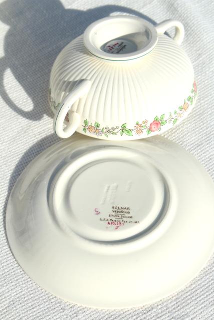 photo of antique Wedgwood china cream soup bowls or bullion cups vintage 1917, Belmar pattern #7