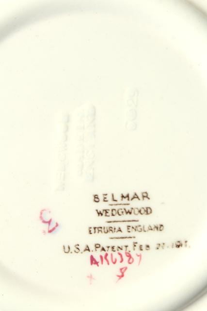 photo of antique Wedgwood china cream soup bowls or bullion cups vintage 1917, Belmar pattern #8