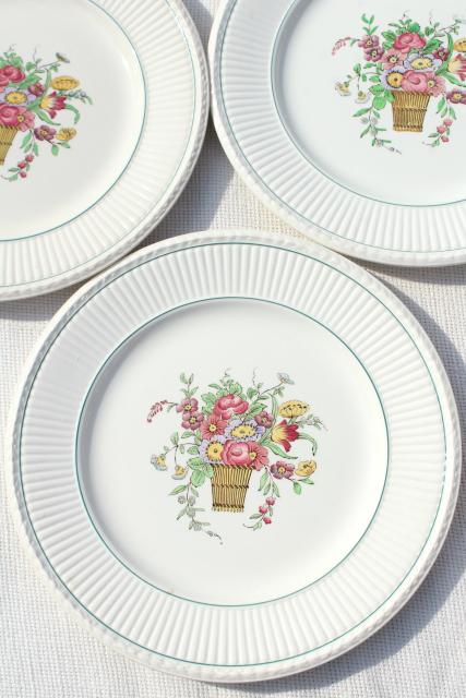 photo of antique Wedgwood china dinner plates, Belmar flower basket on Edme shape, vintage 1917  #3