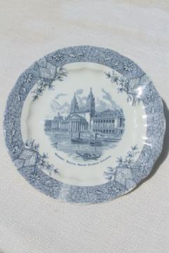 catalog photo of antique Wedgwood china plate, souvenir scene World's Fair Chicago Columbian Exposition 1890s