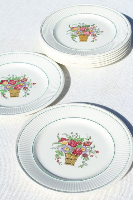 photo of antique Wedgwood china plates, Belmar flower basket on Edme shape, vintage 1917 #1