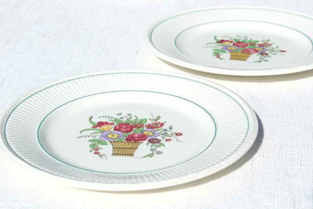 photo of antique Wedgwood china plates, Belmar flower basket on Edme shape, vintage 1917 #2