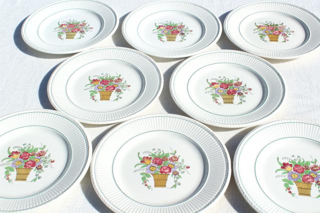 photo of antique Wedgwood china plates, Belmar flower basket on Edme shape, vintage 1917 #3