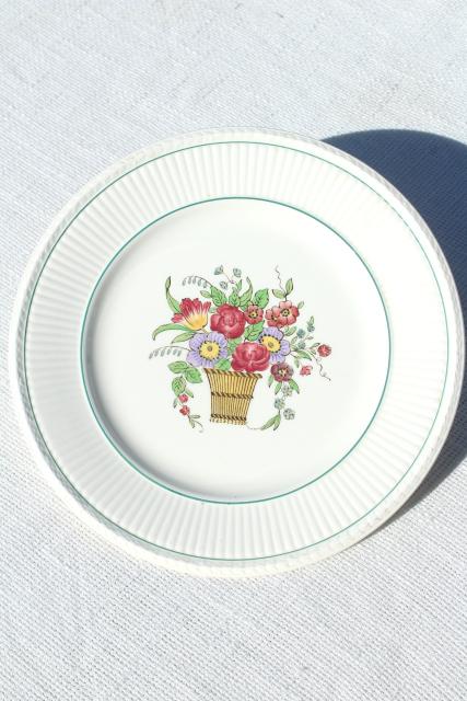 photo of antique Wedgwood china plates, Belmar flower basket on Edme shape, vintage 1917 #4