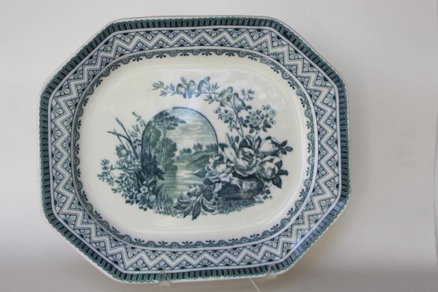 photo of antique Wedgwood china platter Edinburg blue & white aesthetic vintage transferware #1